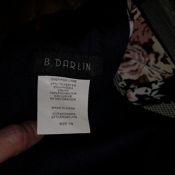 B DARLIN Printed Mock-Neck Crochet-Trim Fit & Flare Dress - Picture 5 of 5